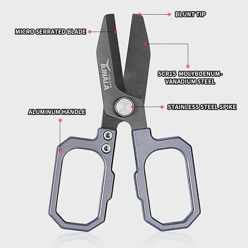 Fishing Scissors with Double Serrated Blades, Made of Molybdenum Vanadium Steel Material for Fishing Weaving Line Scissors,