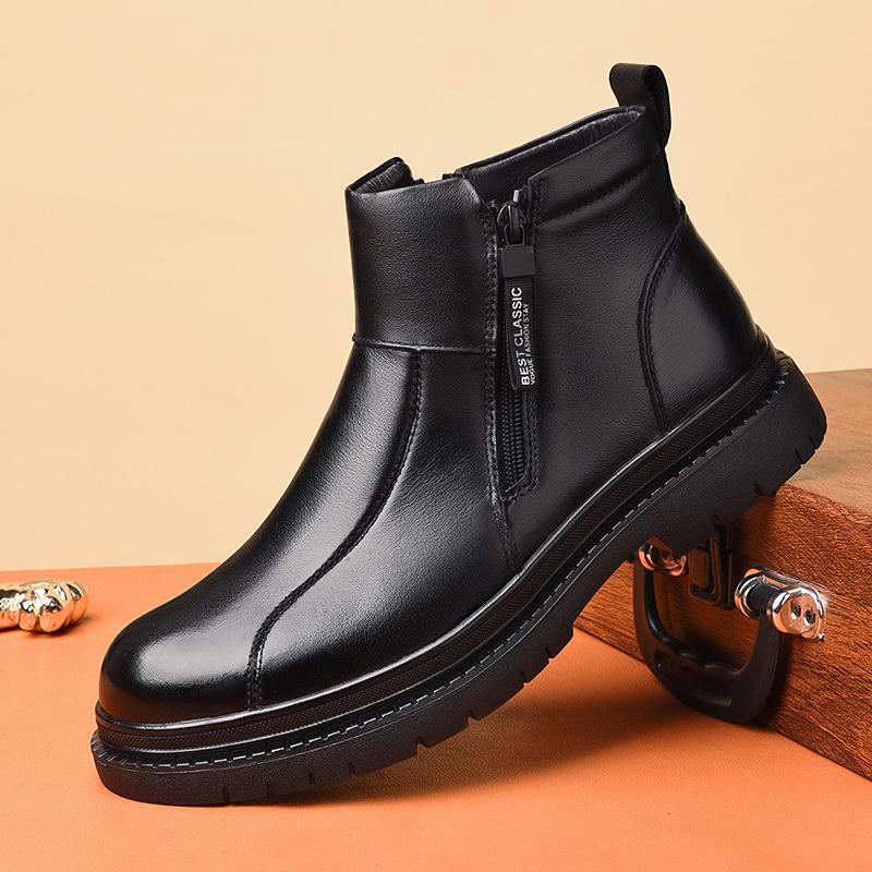 

Чоловічі черевики Челсі Мартінс 2025 року зі шкіри, що збільшують зріст, з оксамитовою вовняною підкладкою Size 40