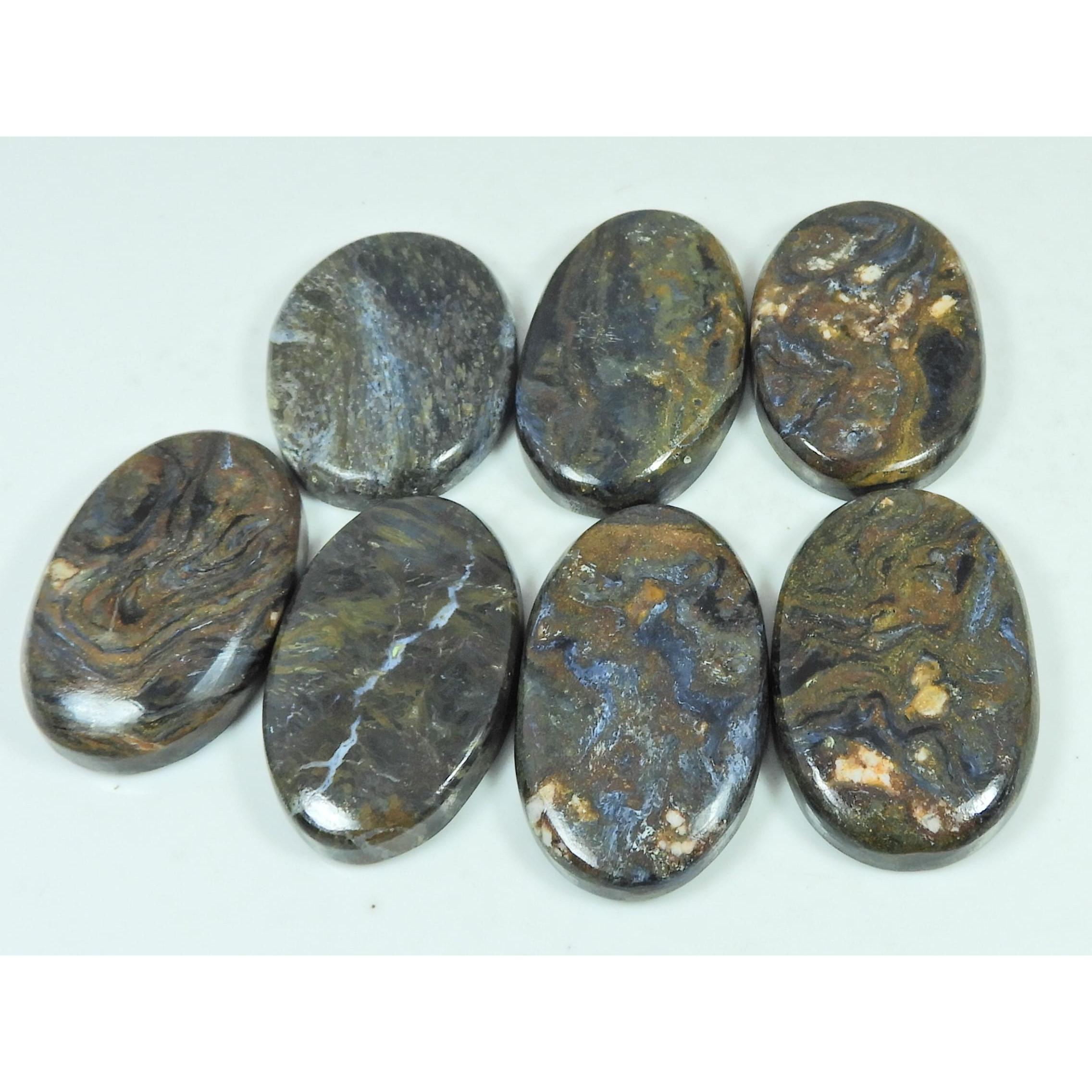 368Cts. Natural Pietersite Oval Shape Cabochon Loose Gemstone 07 Pcs Lot C-2897