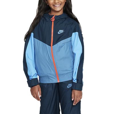 Odzież sportowa Windrunner Łatwa do założenia Casual Wygodna Bluza sportowa Kurtki dziecięce Wojskowy granatowy Egejska burza Uniwersytecki niebieski HF1408-478