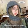 Balaclava Bonnet Women Skullies Beanies Hat Scarf 2-In-1 Thickened Warm Neck Protection Autumn Winter Accessories Knitted Law