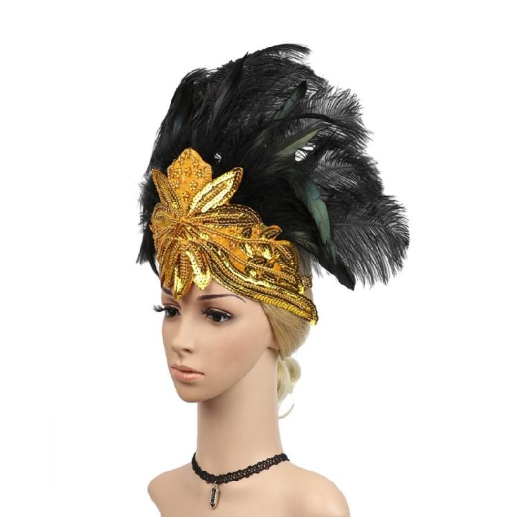 Feather Flapper Headband Masquerade Headpiece Mardi Gras Art Hair Accessories