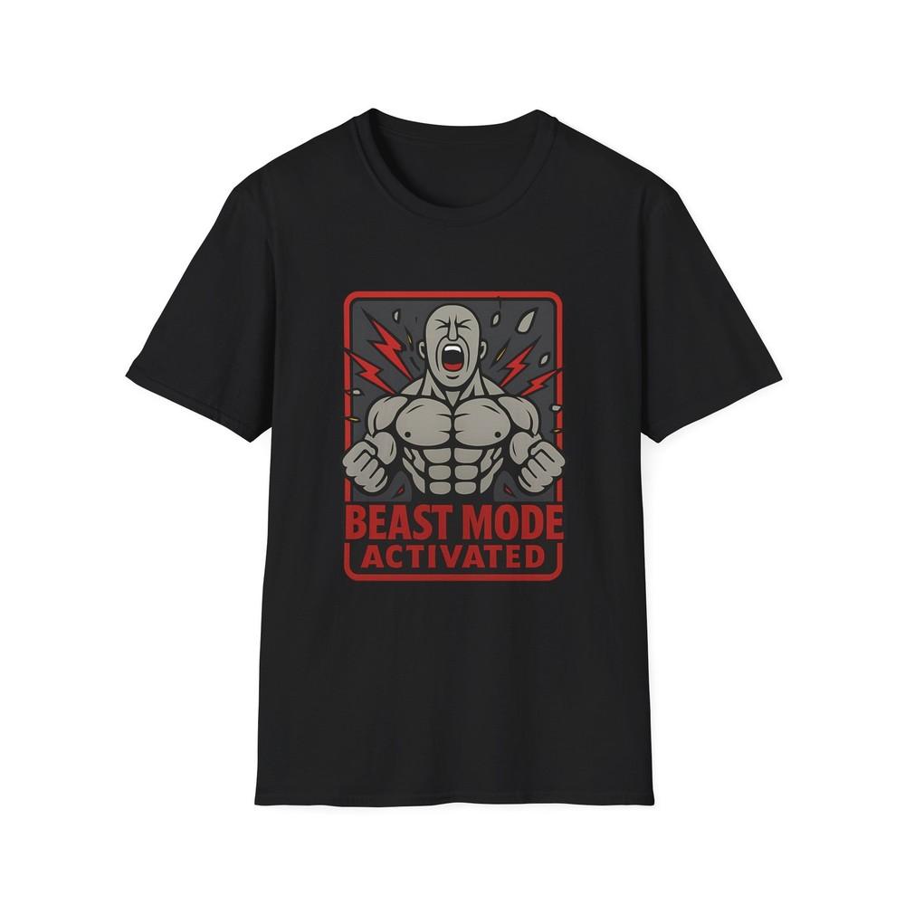 

Unisex Softstyle T-Shirt – Beast Mode Activated Tee, Screaming Lifter, Muscle S