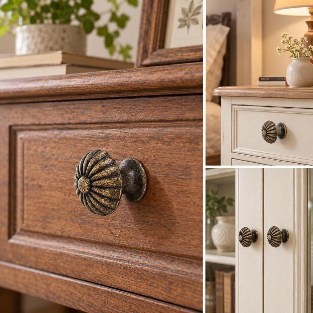 20pcs Antique Bronze Cabinet Knobs Single Hole Drawer Pulls Classic Furniture Handles For Drawers