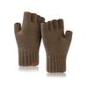 Half-finger Gloves Men's Winter Outdoor Knitted Gloves Warm and Cold-proof Velvet Student Writing Bare-finger Gloves