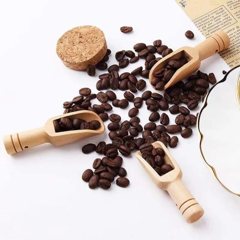 4 stücke Kaffee Tee Mini Zucker Löffel Holz Runde Griff Scoop Teelöffel Kleine Salz Schaufel Milch Pulver Scoops Holz würze Löffel