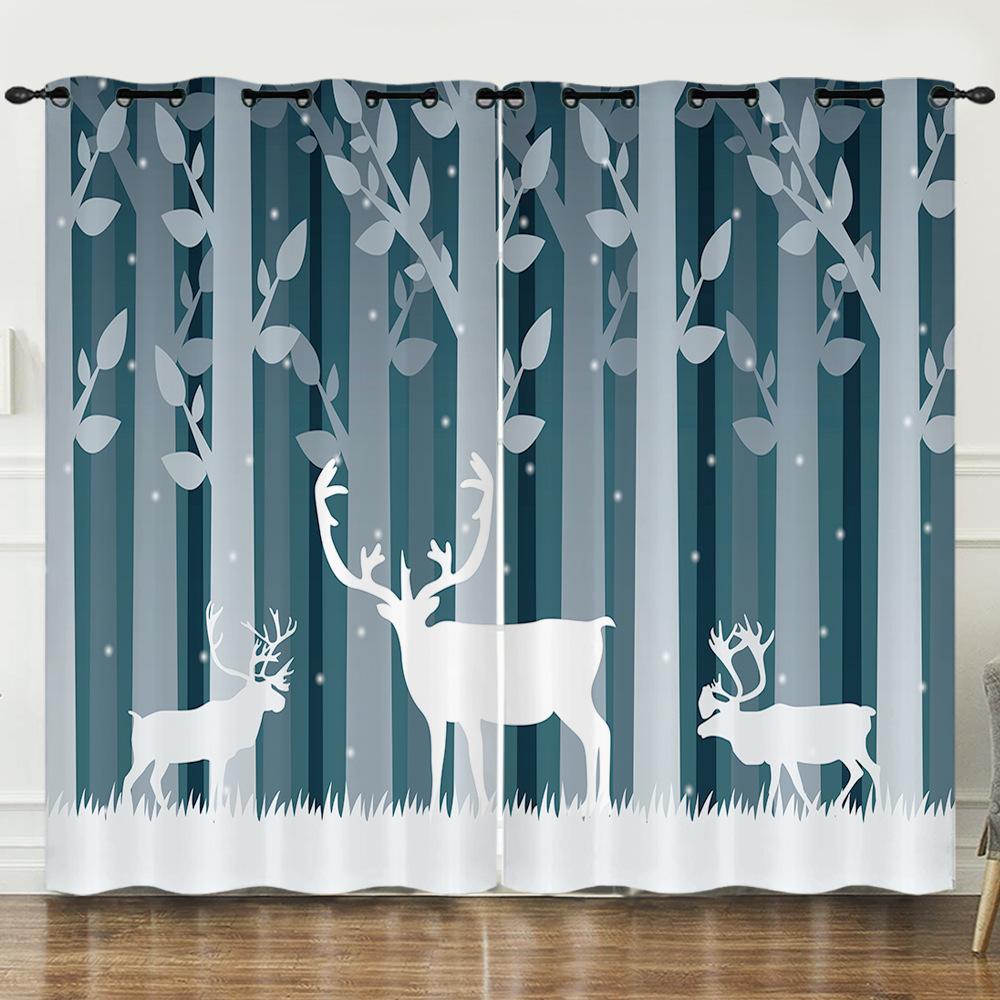 Curtain Animation Cartoon Deer Dream Deer Digital Printing Blackout Curtain Punching