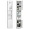 High Bathroom Cabinet Storage Column Unit With Mirror 2 Doors Adjustable Shelves 30x28x170cm White