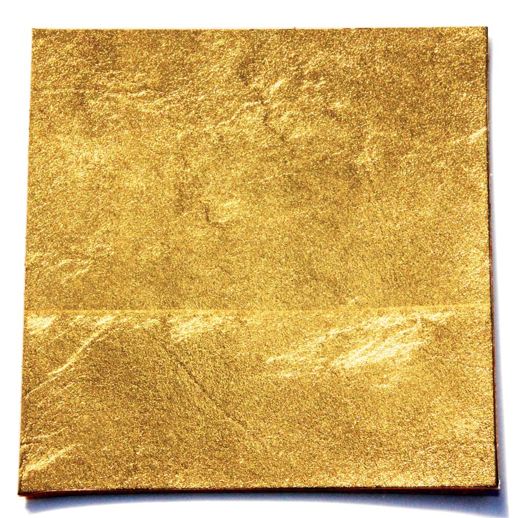 24K Gold Leather 2mm 10cm 1 [KAZARIHAKU LEATHER] Leaf-Coated (Cowhide, Thick, Square, Piece)