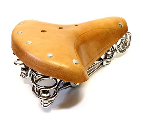 Retro Showa Era Practical Bicycle Saddle, Vintage Reproduction, Dust Cover Included (Natural)