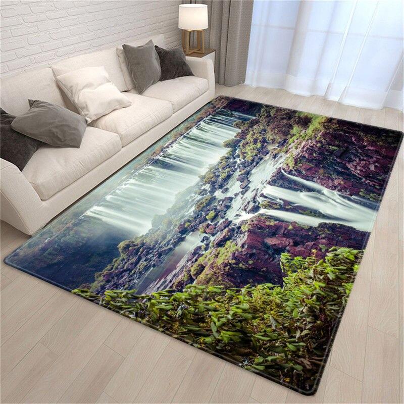Wzór krajobrazu dywan do salonu duża mata na stolik kawowy 3D wodospad antypoślizgowa mata dekoracyjna na podłogę