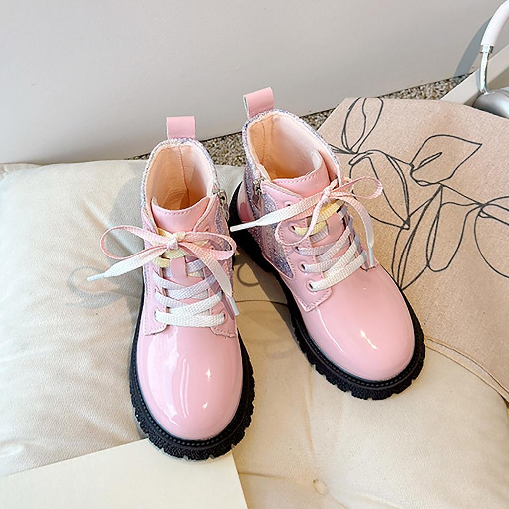 Children's Boots Boys Girls Single Boots Solid Color England Style Children Boy Girls Shoes Kids Fashion Shiny Small Short Boots