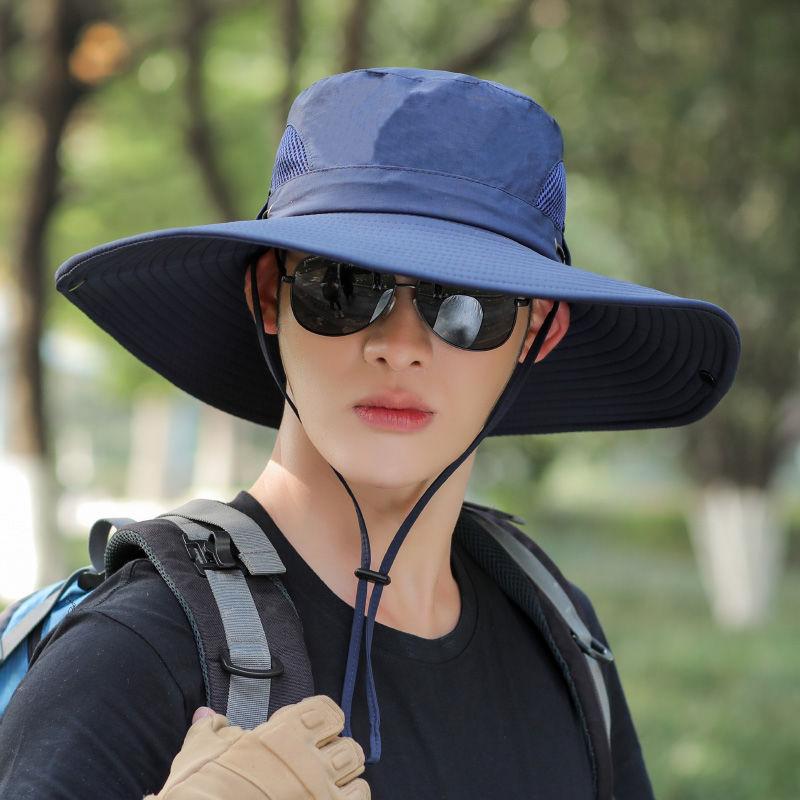 Summer big brim breathable net fishing climbing hat travel bucket hat women outdoor sunscreen sunshade foldable quick drying
