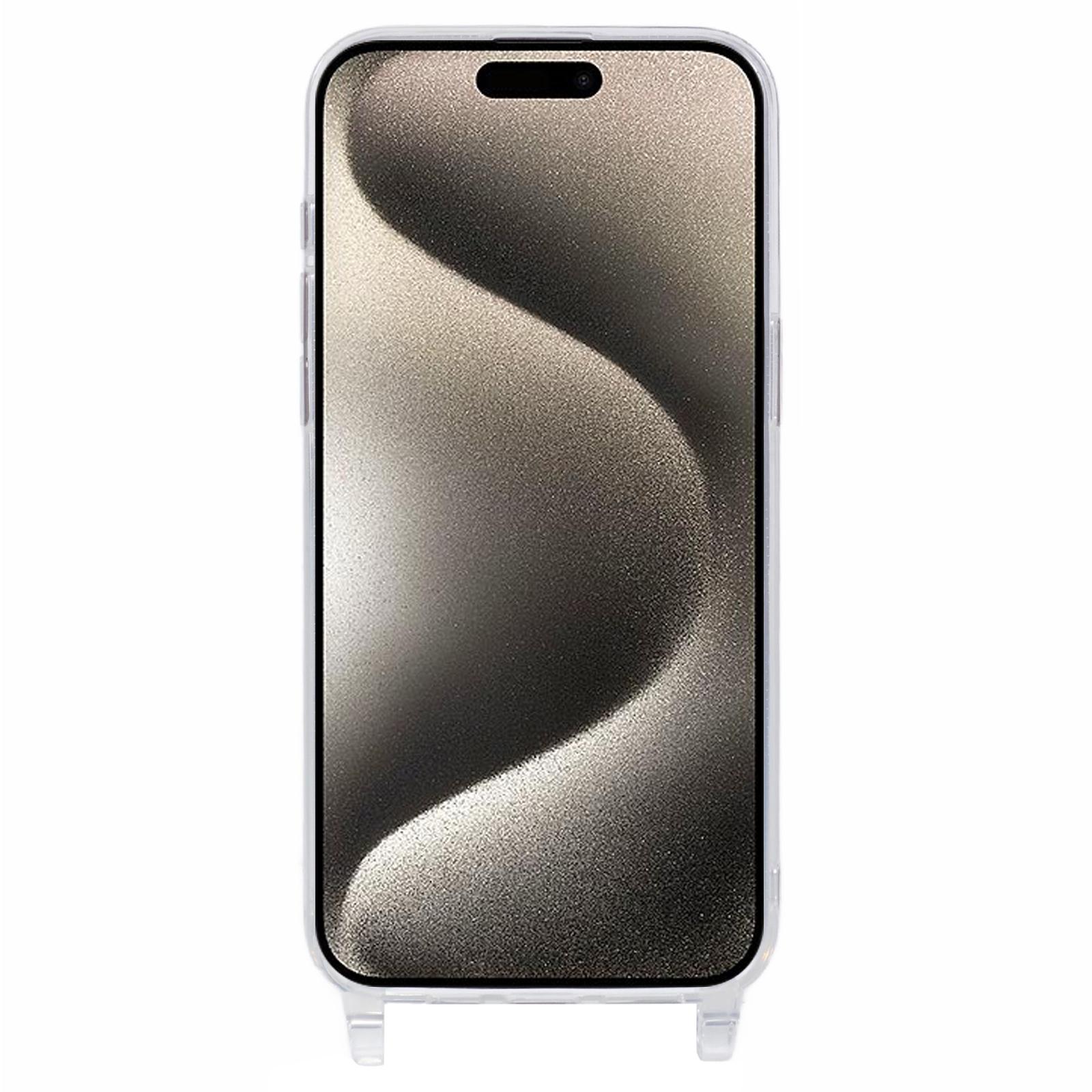 

For iPhone 15 Case TPU 1.8mm Clear Phone Cover with Lanyard Holes Style A