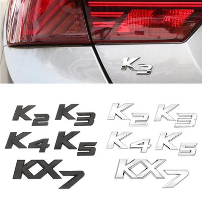 3D Metal Chrome Black K2 K3 K4 K5 KX7 Letters Logo Rear Boot Trunk Emblem Badge Sticker For K-I-A Car Styling Accessories