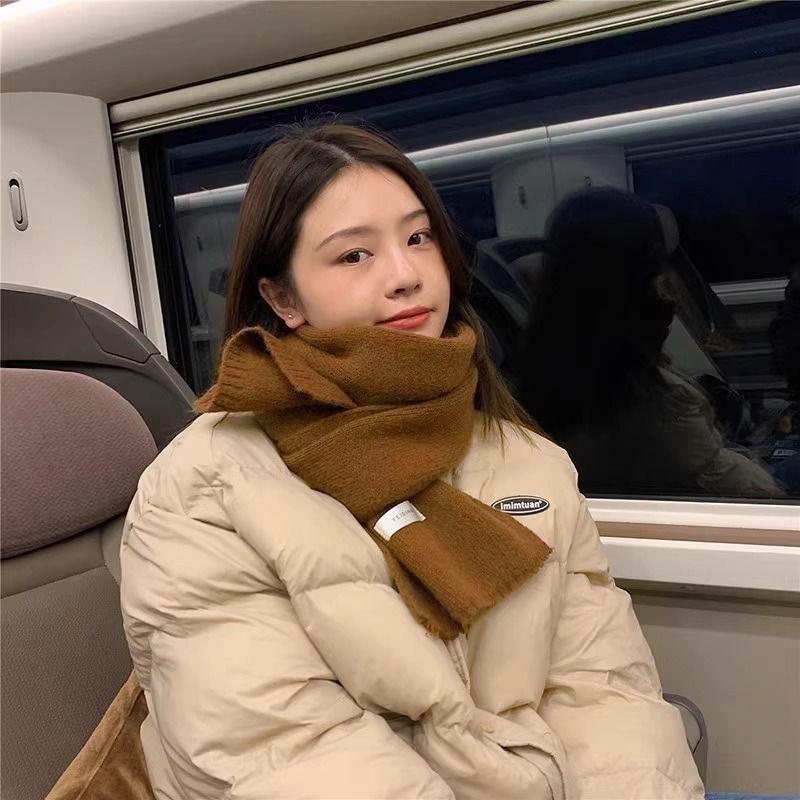 Korean Warm Solid Scarf Women Autumn Winter Versatile Fashion Student Knit Neck Warmer Unisex Wool