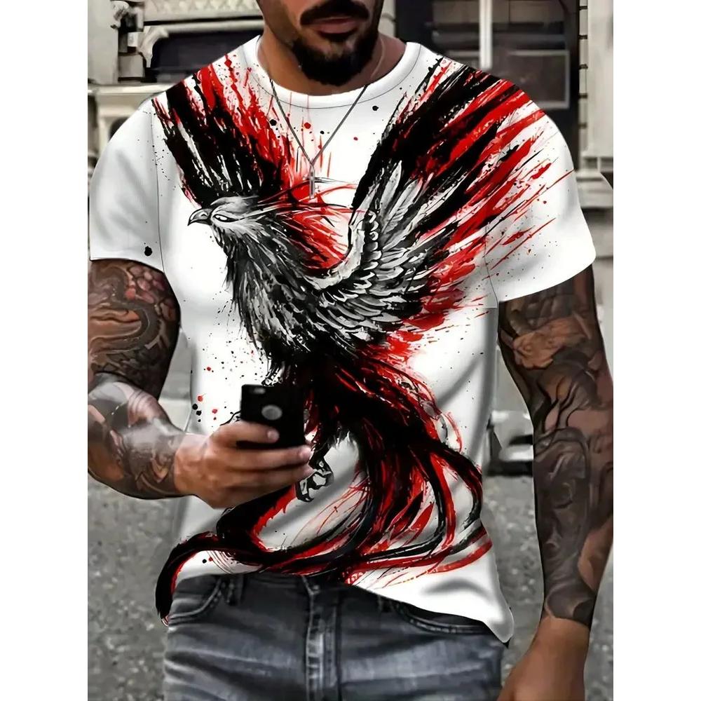 Casual Loose Men s Short-sleeved Comfortable Versatile Top Animal Print Fashion T-Shirts Men’s XS