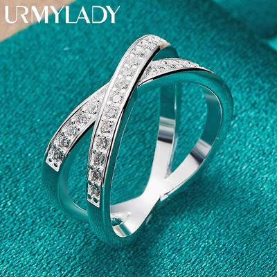 925 Sterling Silver Cross Bicircle 7 8 9 10 Ring For Women Charm Jewelry