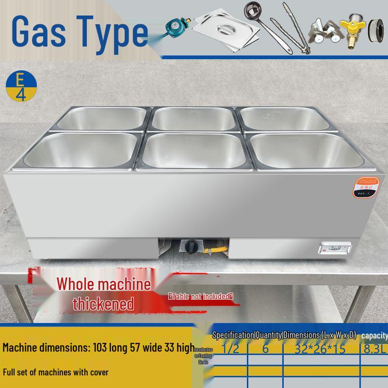 Commercial Gas-Powered Countertop Warming Table with Soup Pot for Fast Food Stalls