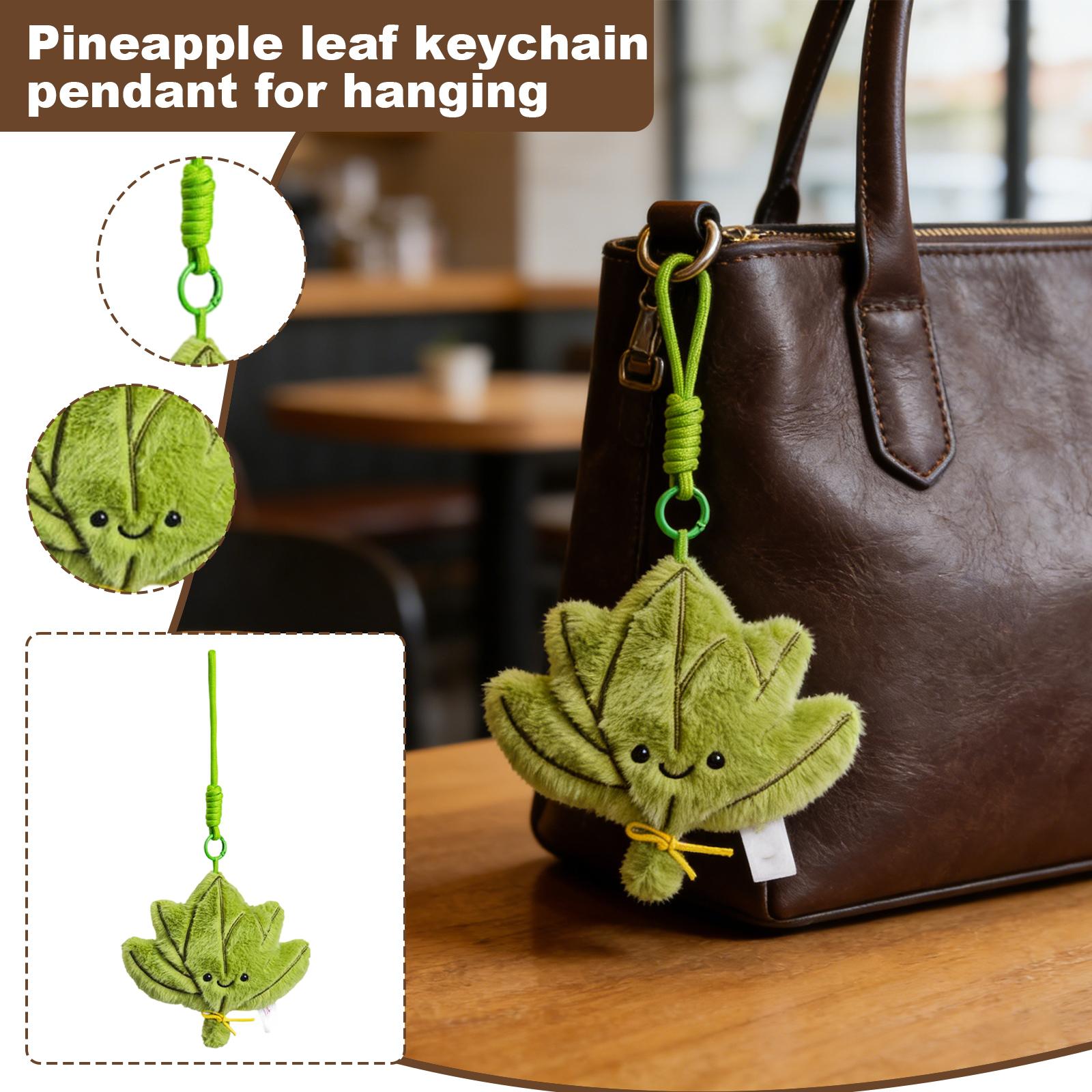 Yuzu Leaf Pendant,  Bag, Keychain Pendant, Smiling Face, Leaf Plush Toy, Small Pendant One Size