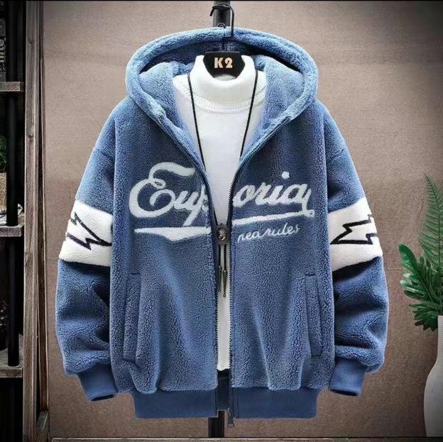 Men's Winter Thick Lambswool Coat - Korean Street Style, Loose Fit, Couples' Trend, Warm Cotton Jacket
