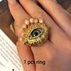 Women Vintage Eyes of Demon Earring Ring Exaggerated Trendy Earrings Style Imitated Pearl Girls Delicate Tassels Jewelry