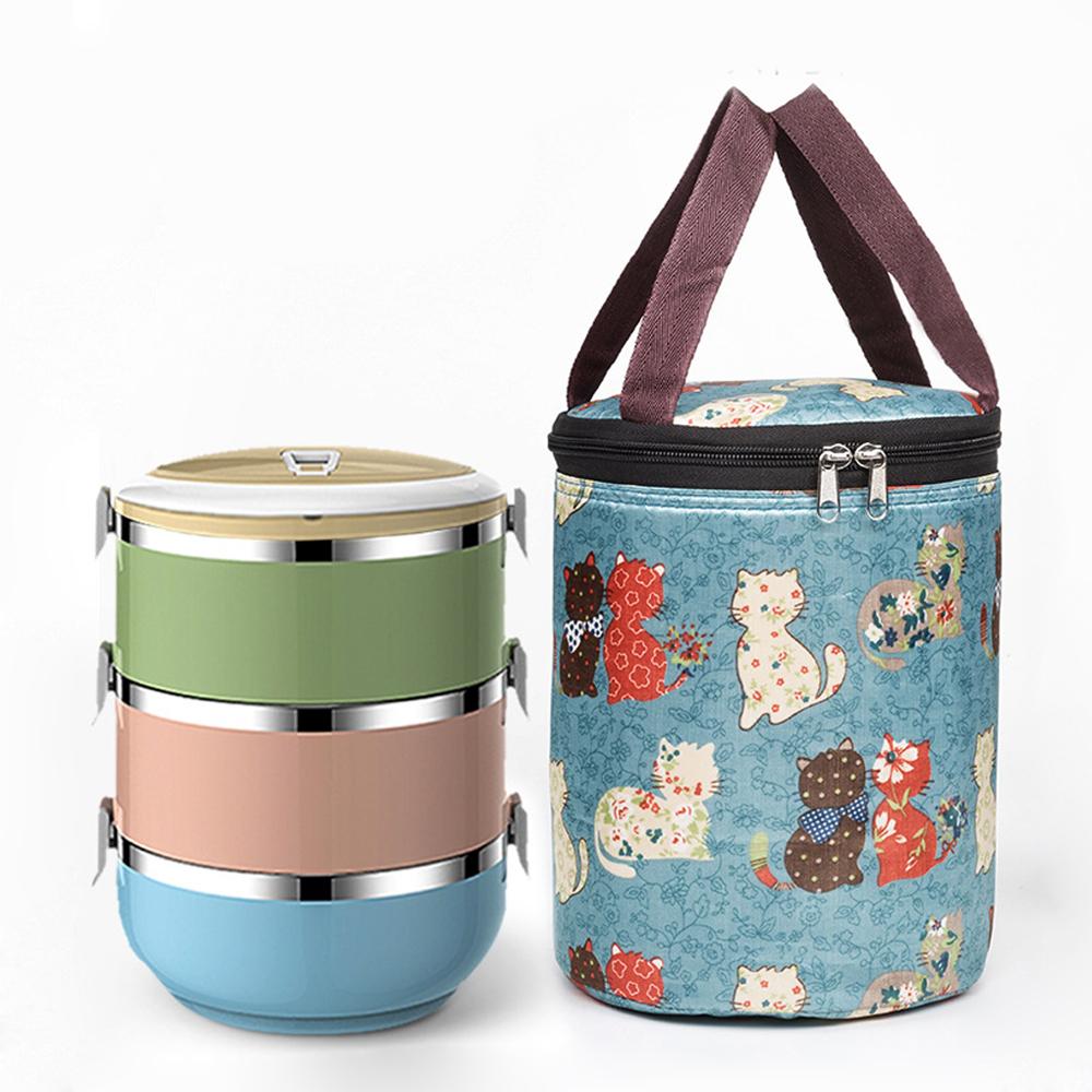 Neue zylindrische Lunchtasche Thermoisolier-Behältertasche Tragbare Lunchbox-Tasche Wasserdichte Lebensmittelaufbewahrung Eisbeutel Kühlertaschen