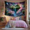 1pc Fantasy Floating Island Tapestry  Dreamy Nebula Waterfall  Magical Landscape Wall Hanging Decor for Living Room Vibrant