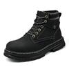 Genuine Leather Men's Mid-Top Men's Shoes New Trendy Big Head Leather Shoes Casual Work Shoes Autumn Breathable