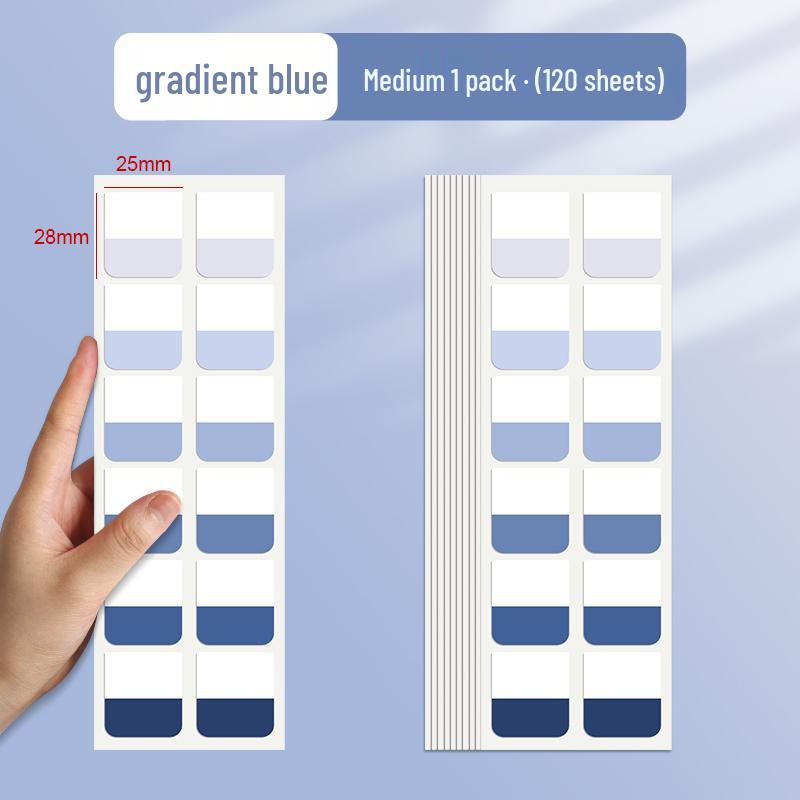High-Value Gradient Color Translucent Index Stickers - Writable Memo and Bookmark with Strong Adhesion.