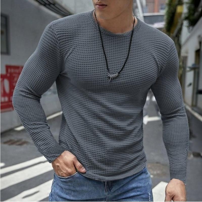 Men S Long Sleeve Round Neck Casual Basic T Shirt