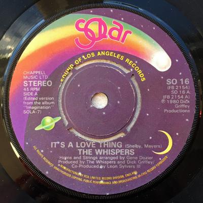 7inch Record WHISPERS - It's A Love Thing SO16 Solar 1981 UK Soul/Funk Used