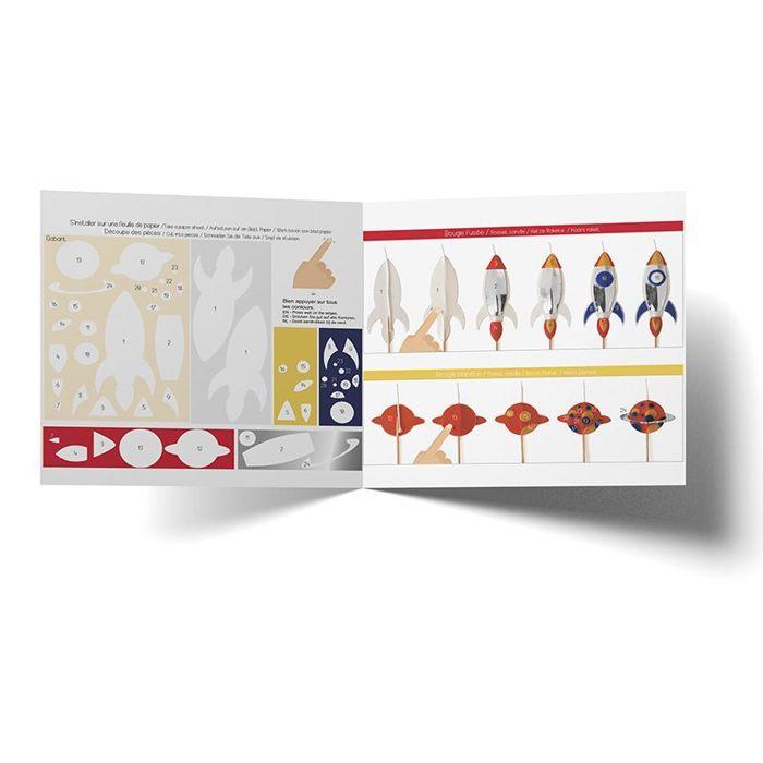 Kit DIY Bougies - GRAINE CREATIVE - Espace - 2 pcs - Fusée et Planète - Multicolore
