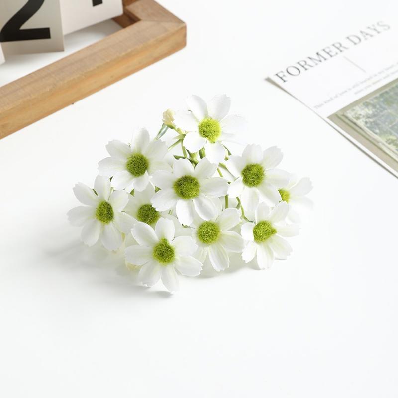 10Pcs 10cm Artificial Daisy Flower Head Fake Flower Home Room Decor Wedding Decoration DIY Garland Bouquet Christmas Accessories