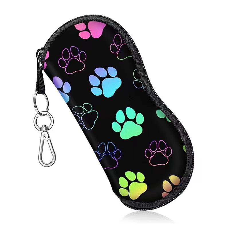 

Милый узор с рисунком следа, чехол для очков, чехол для солнцезащитных очков с застежкой-молнией, пластиковая пряжка/металлическая пряжка, портативные футляры для очков C