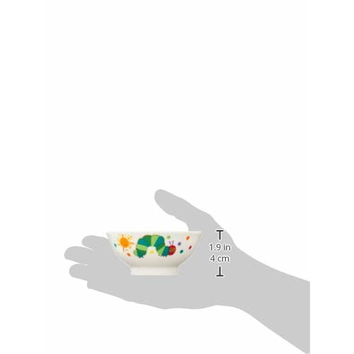 Ippinsha Children's Rice Bowl, 10.5cm Diameter, Made in Japan, Microwave and Dishwasher Safe, White, "The Very Hungry Caterpillar" Design, 807111