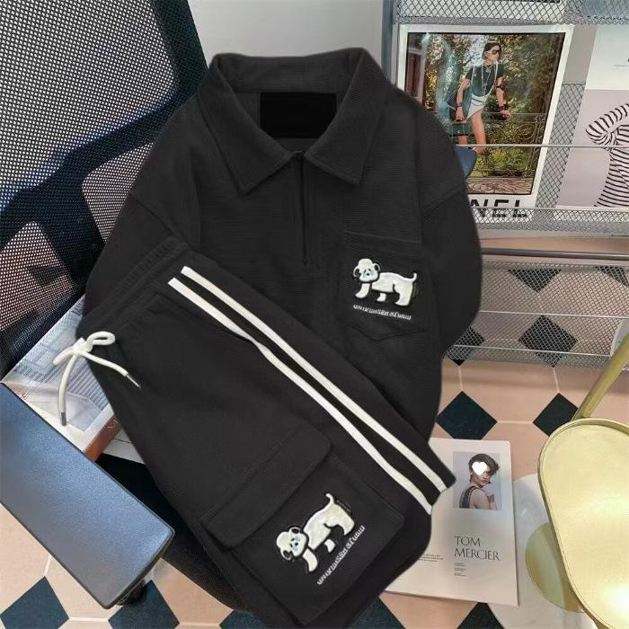 

Plus Size Milk-Style Waffle Knit Polo Collar Shorts Set - Women s Summer Casual Two-Piece Outfit (2-300 jin) XXL (160-200 jin)