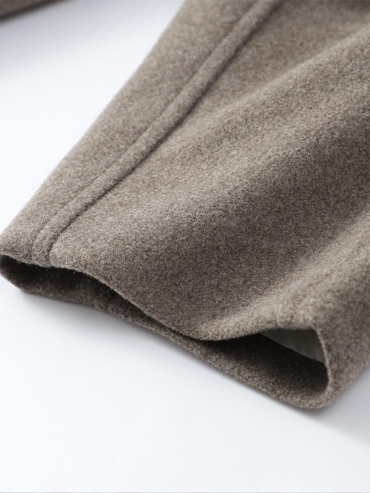 Khaki Wełniany Płaszcz z Szalikiem: Moda europejska i amerykańska