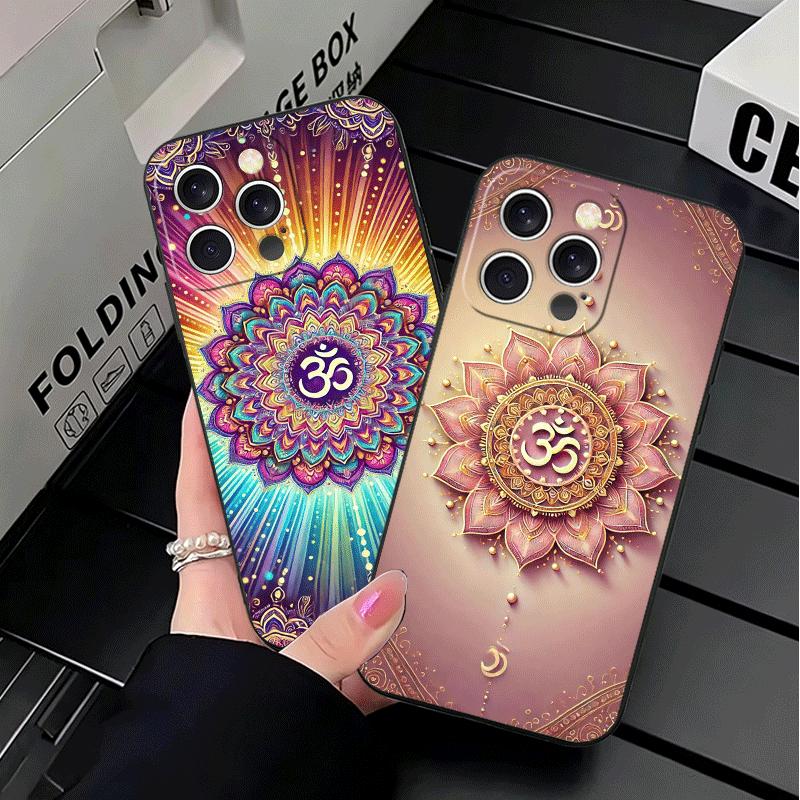 Mandala Chakra Insist Yoga Soft Phone Case for iPhone 16 16E 17 Air 15 Pro Max 14 Plus 13 Mini 11 12 7 Black Cover Back Shell