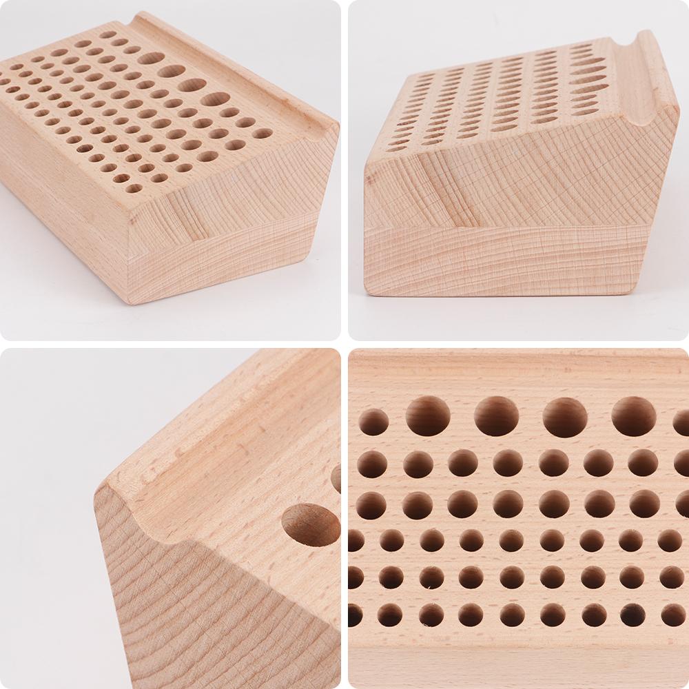 1pc Wooden Storage Rack with 76 Holes, Organizer Holder, Professional Leather Craft Collecting Tool, DIY Handicraft Storing Tool