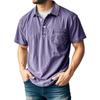 Mens Casual Washed Denim Short Sleeve Polo Shirt With Pocket