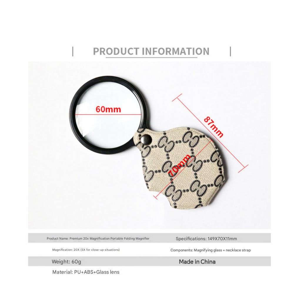 Miniaturowa lupa 20x z luksusowym, przenośnym skórzanym etui