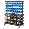 7-Tier Double-Sided Rolling Bin Storage Rack, 94 Plastic Bins, Dual-Sided Parts Organizer with Wheels, Mobile Tool Organizer for Garage