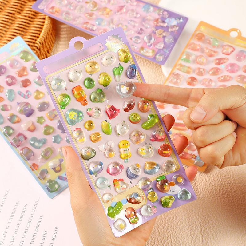 1Sheet Colorful 3D Relief Sticker Cute Animal Emboss Sticker Creative Stationery Journal Phone Case Computer DIY Decorations ZYF