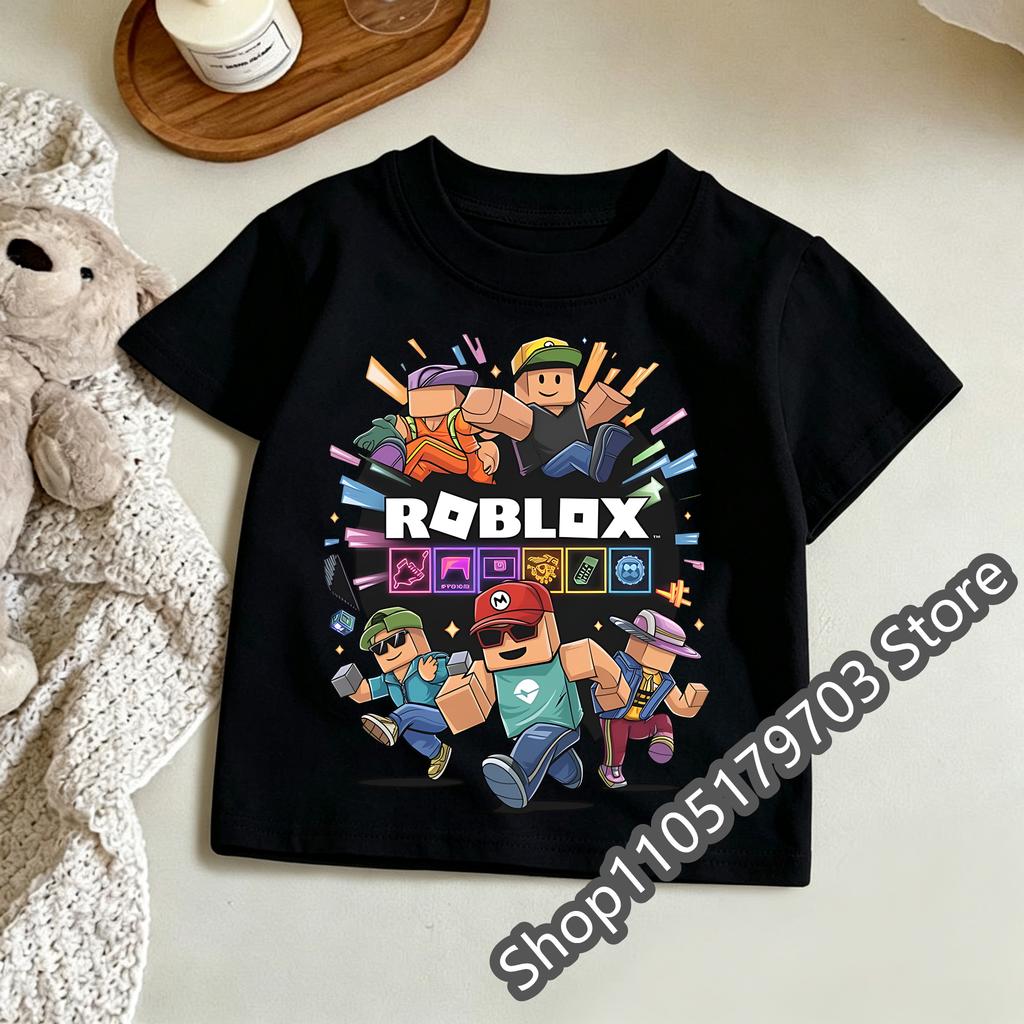 2026 Roblox T Shirt for Kids Summer Fashionable Short Sleeve Tee Boys Girls Casual Gaming Print Soft Childrens Tops