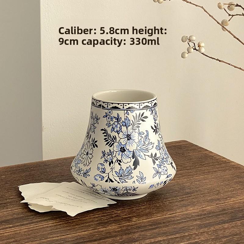 

BR330мл Сине-белые фарфоровые стаканы для воды Керамическая кофейная чашка Стакан для питья соков и напитков Чашки для влюбленных Настольная керамическая вазаEY 330ml