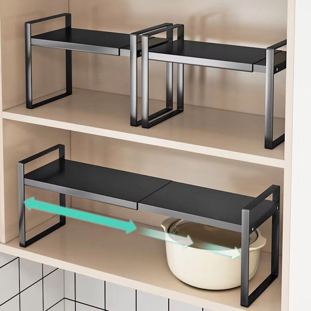 Expandable Adjustable Kitchen Organizer Space Saving Retractable Cabinet Shelf  Cabinet Internal