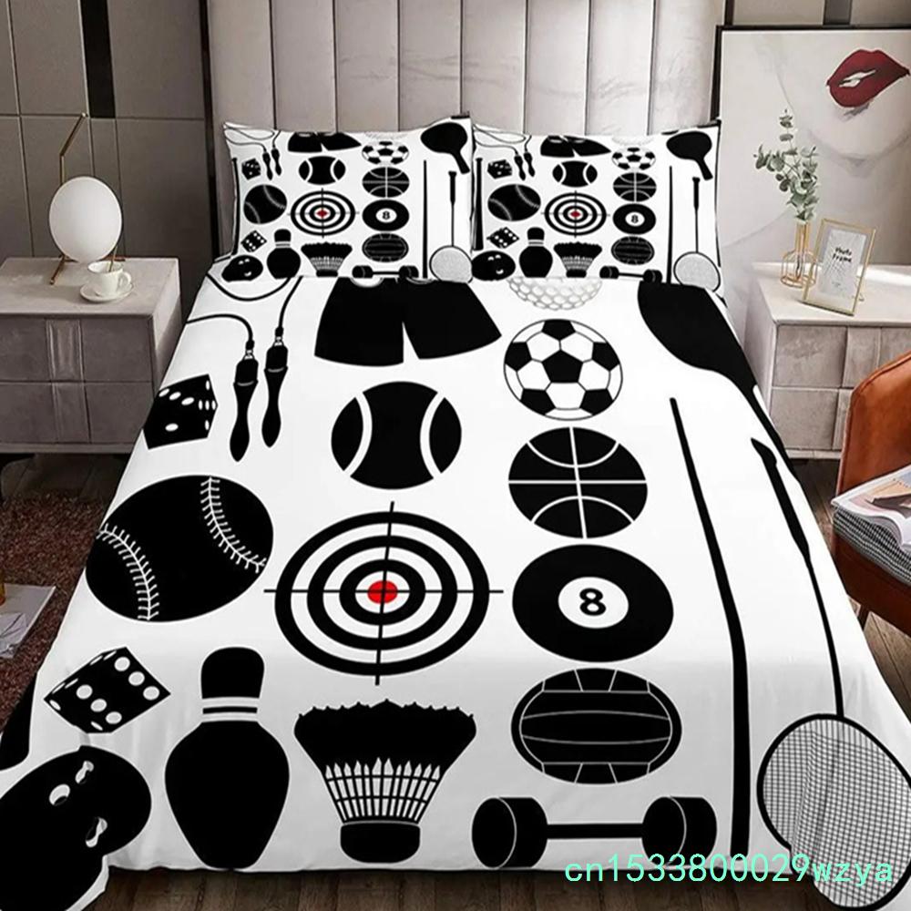 Parure de lit Badminton Housse de couette Badminton pour Enfants Adolescents Hommes Thème Sportif Joueur Housse de couette Cool Décor Jeux Compétitifs