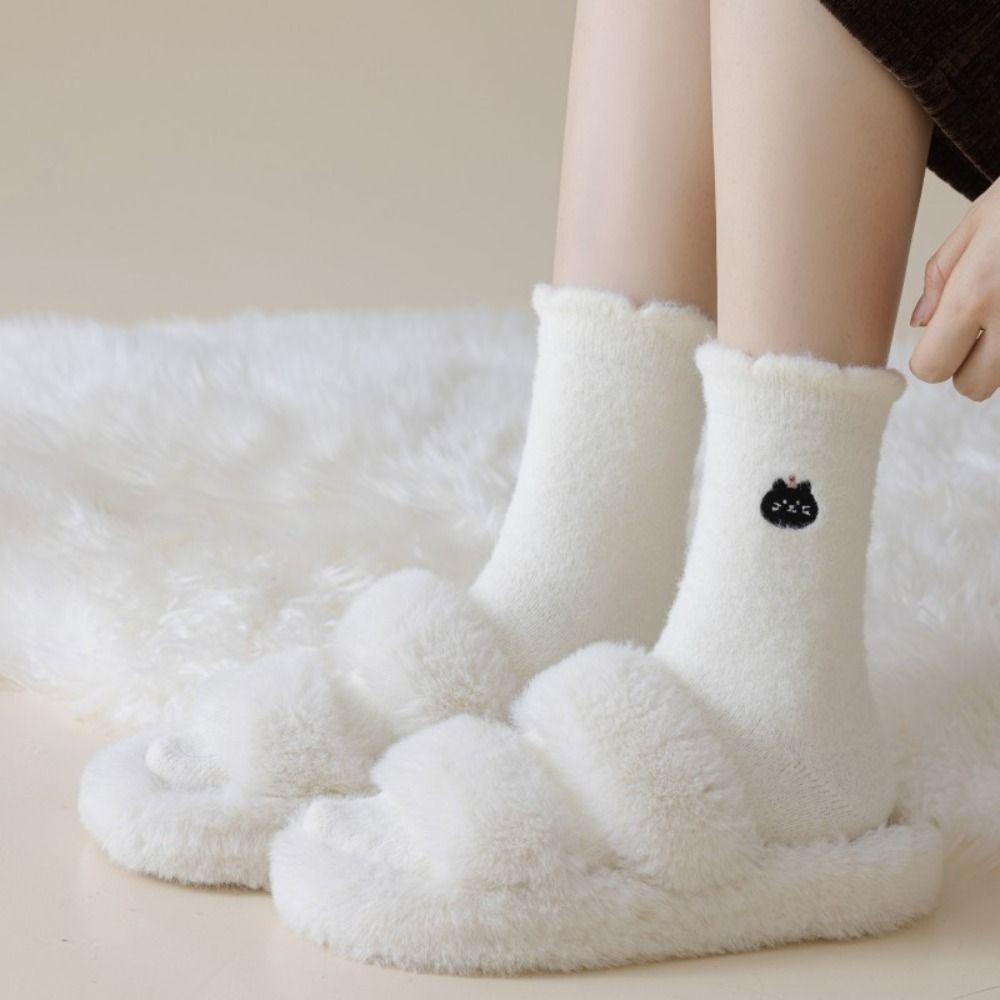 Thicken Floor Plush Sock Cartoon Fluffy Mid Socks Cute Mink Velvet Socks