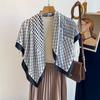 Spring and Autumn new Korean version striped fashion foreign style square scarf women's silk scarf dual-purpose imitation silk shawl scarf headband